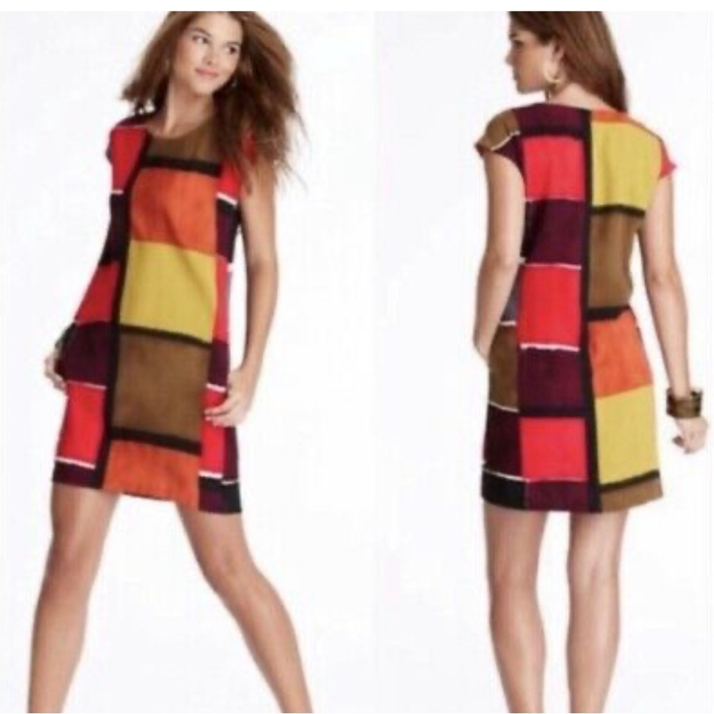 LOFT color block mini shift dress with pockets size 6